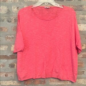 Eileen Fisher Coral Short Sleeve Linen Blend Sweater Tee